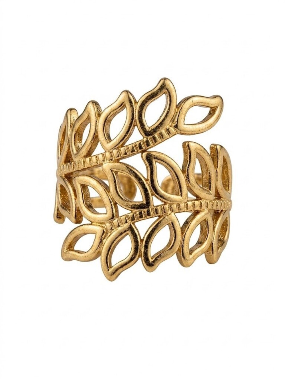 18K Gold Plated Olive Leaf Adjustable Ring | Waterproof & Tarnish-Free